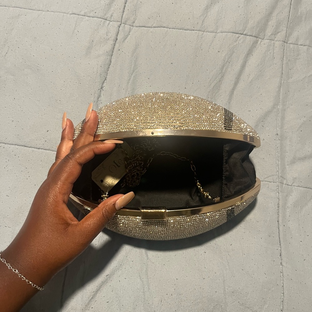 Gold and Black Rhinestone Football Clutch - Picture 2 of 3